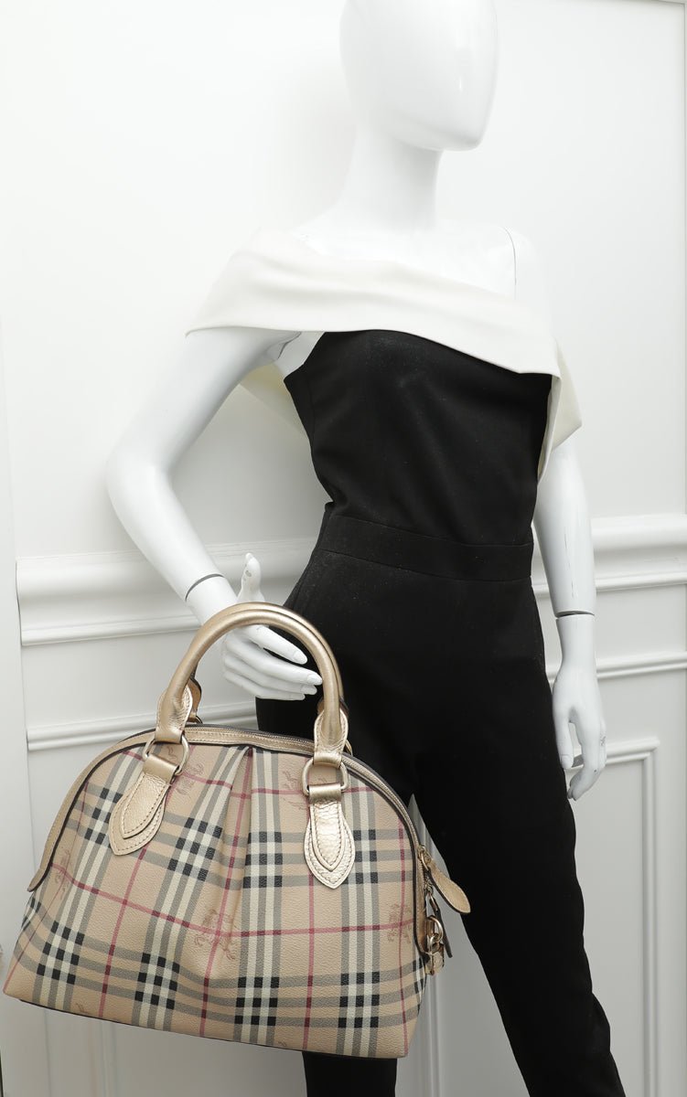Burberry Bicolor Haymarket Thornley Satchel Bag-Burberry-THE CLOSET