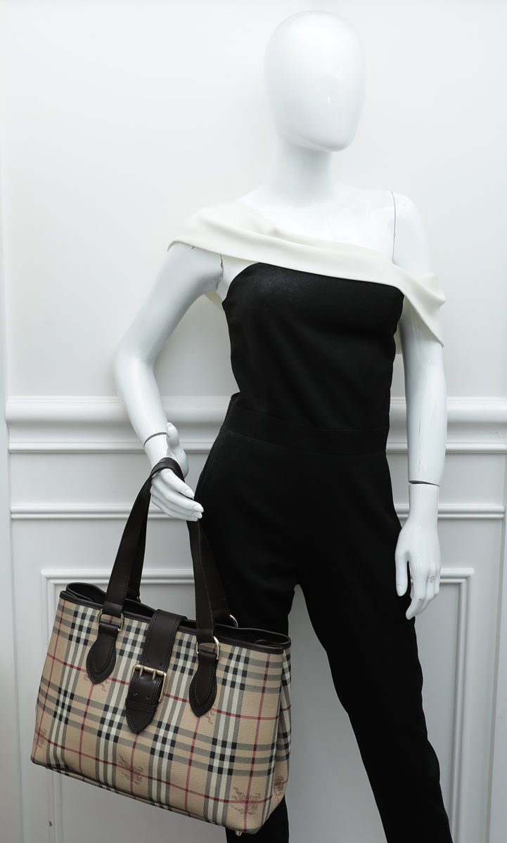 Burberry Bicolor Haymarket Tote Bag-Burberry-THE CLOSET