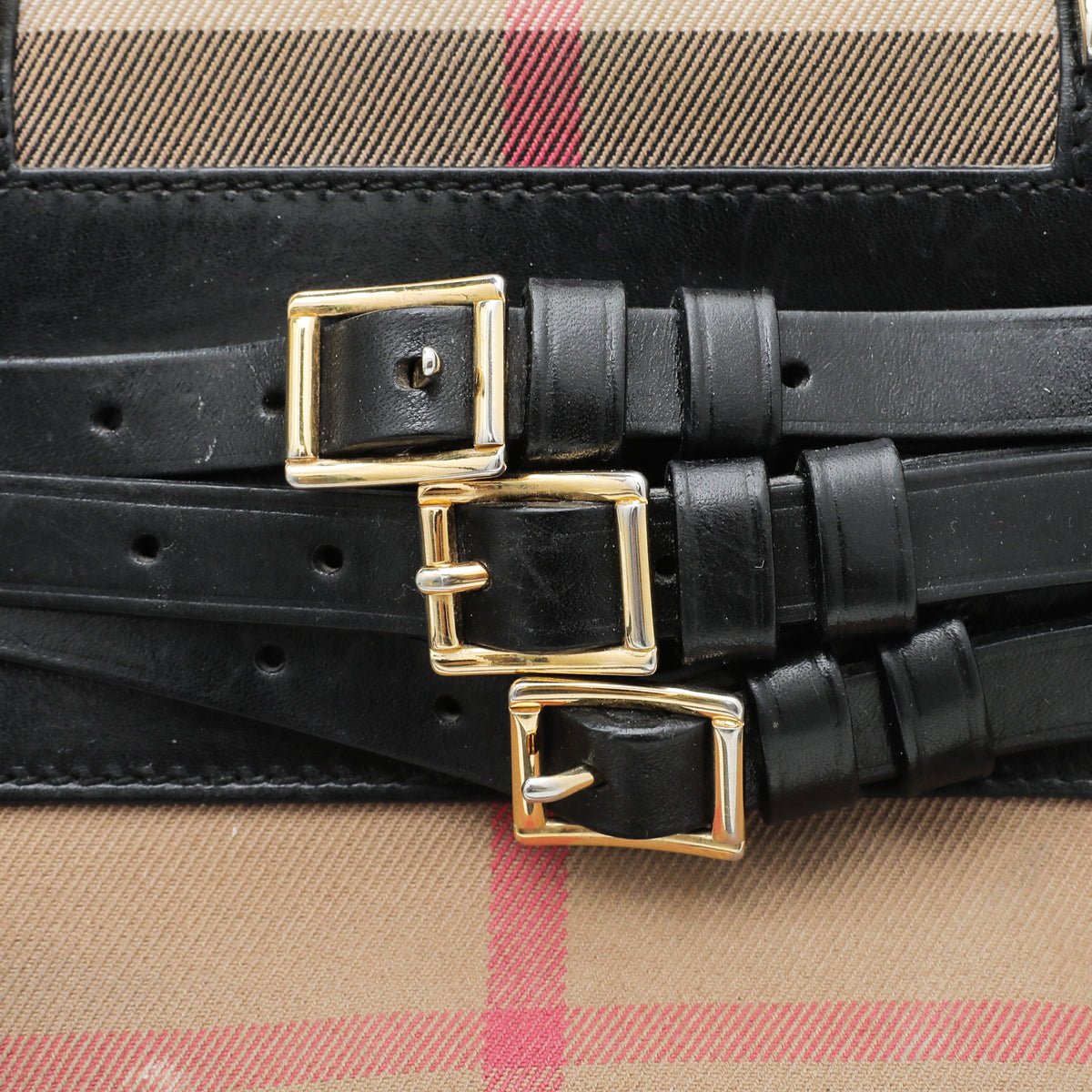 Burberry Bicolor House check Bridle Bowling Bag-Burberry-THE CLOSET