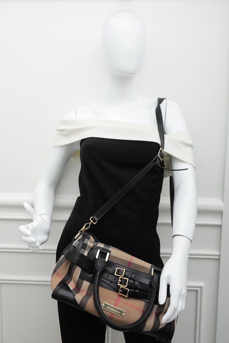 Burberry Bicolor House check Bridle Bowling Bag-Burberry-THE CLOSET