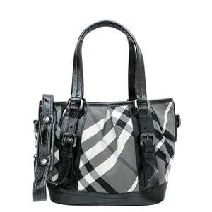 Burberry Bicolor Nylon Beat Beag Check Lowry Bag