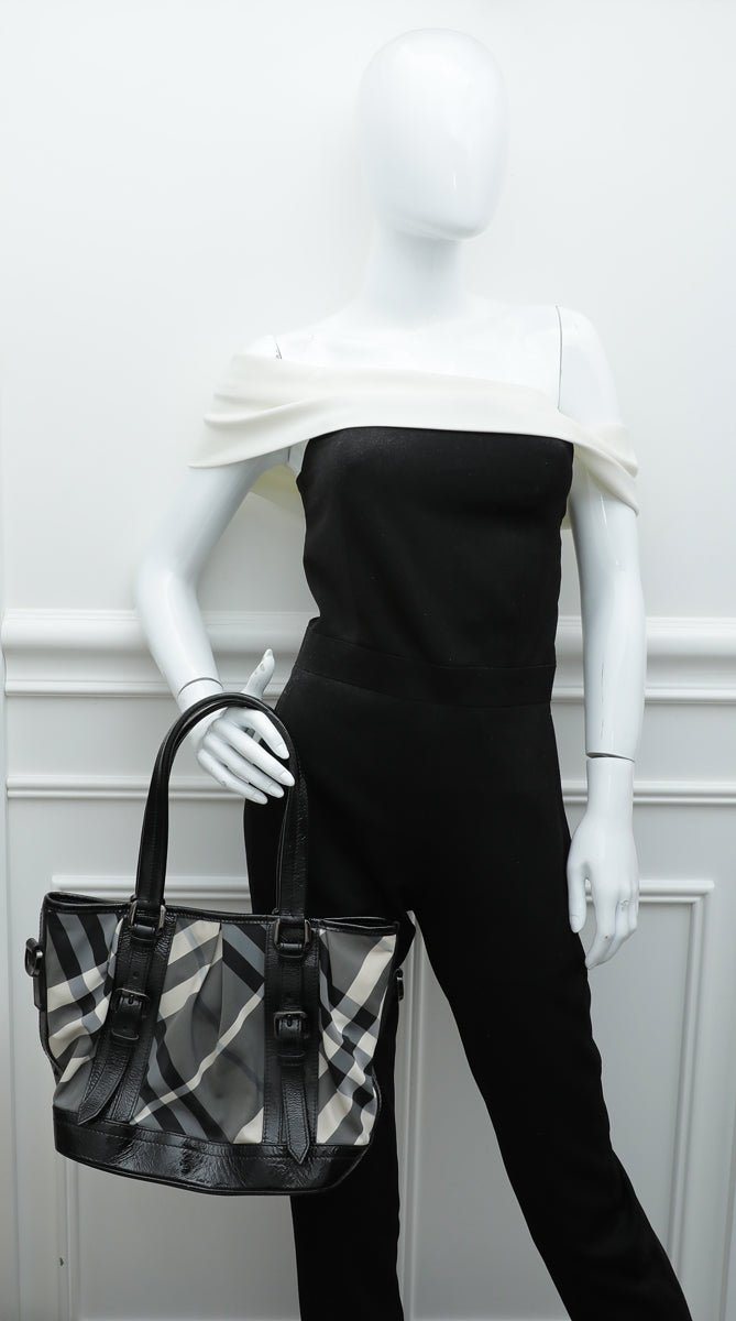 Burberry Bicolor Nylon Beat Check Lowry Bag-Burberry-THE CLOSET