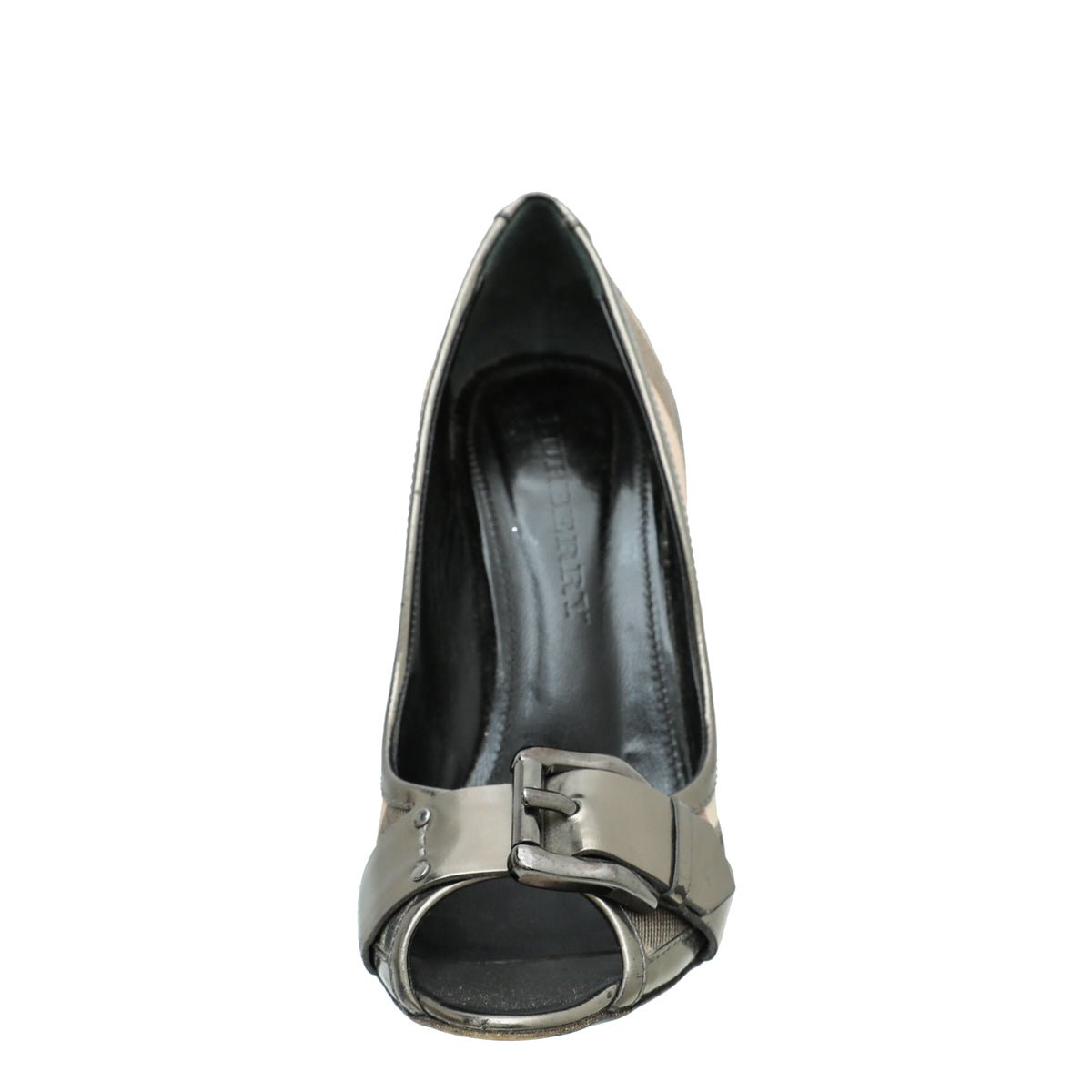 Burberry Bicolor Peep toe Nova check Pumps 38-Burberry-THE CLOSET