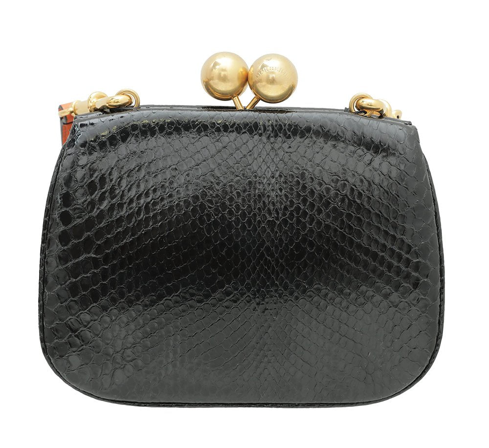 Burberry Bicolor Python Pochette Frame Bag-Burberry-THE CLOSET