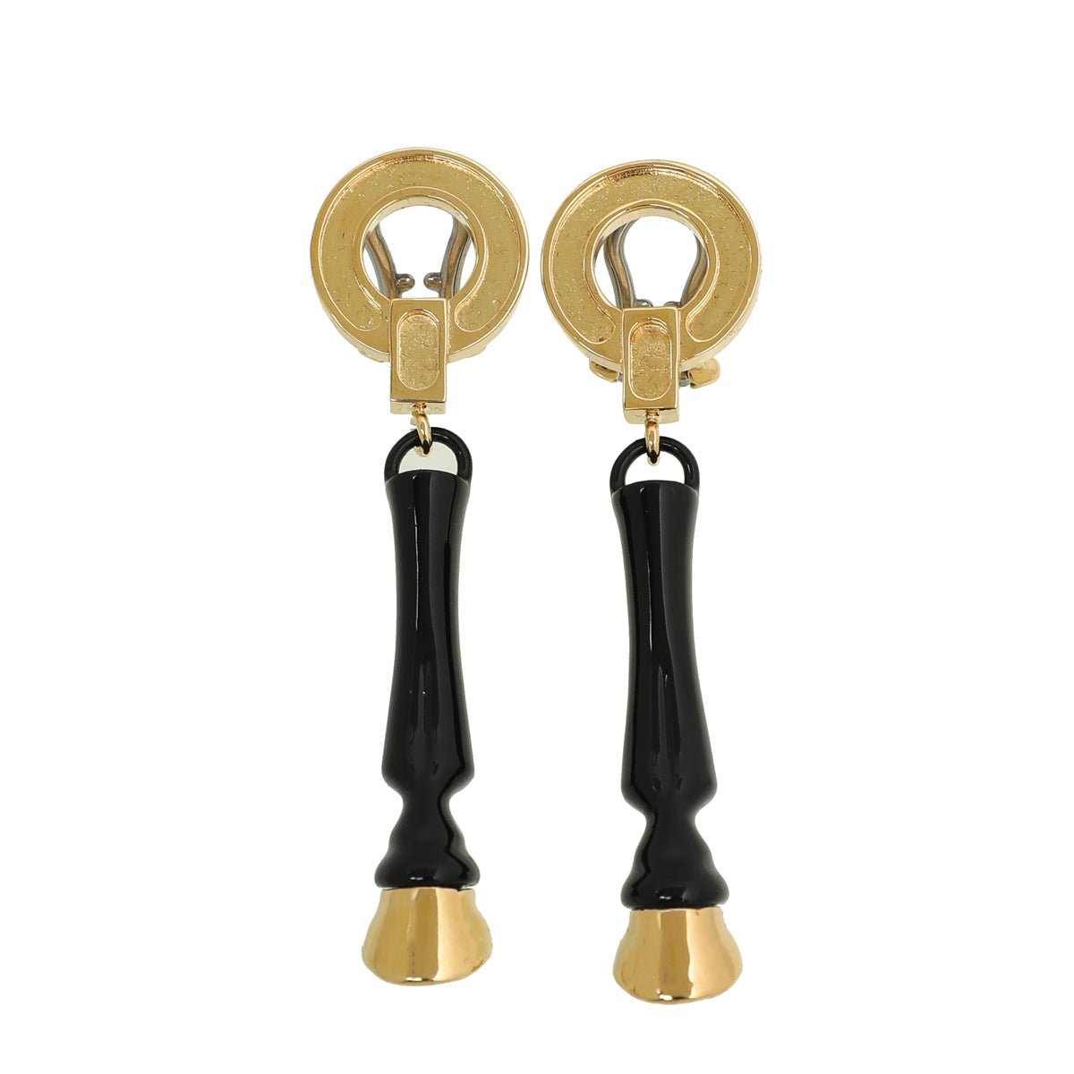 Burberry Bicolor Round Drop Horse Hoof Earrings-Burberry-THE CLOSET