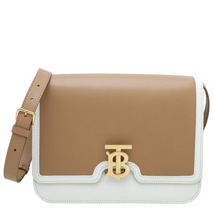 Burberry Bicolor TB Logo Medium Flap Bag
