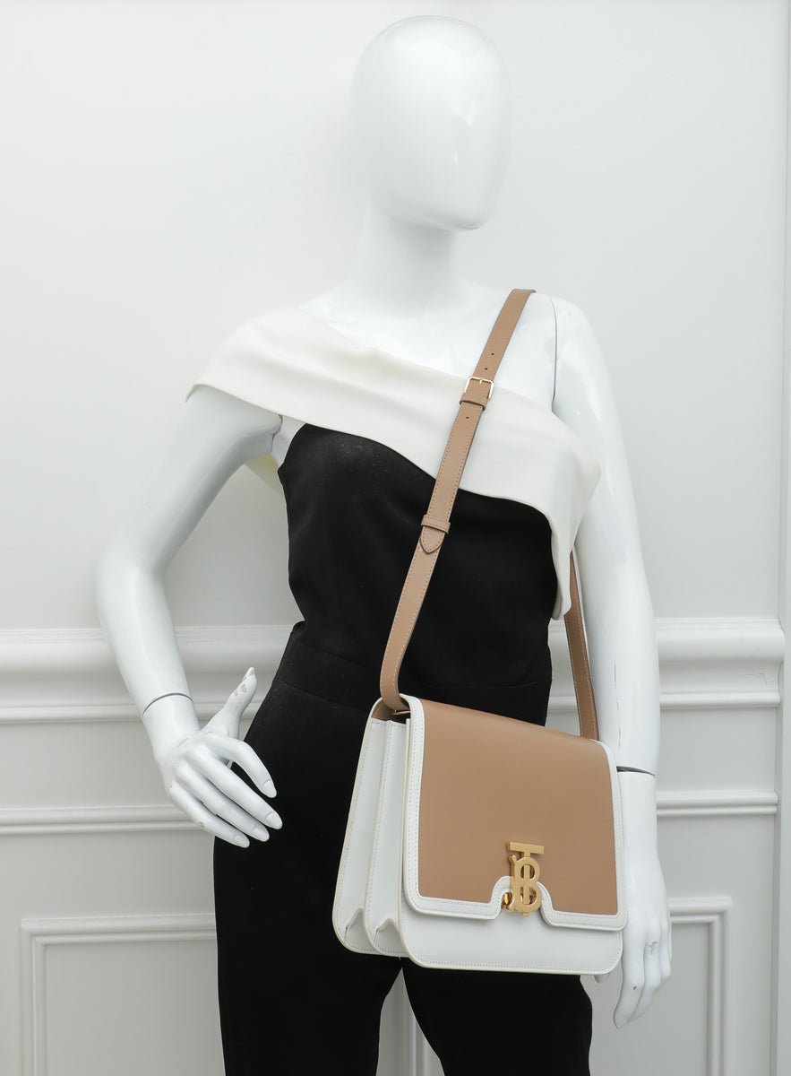 Burberry Bicolor TB Logo Medium Flap Bag-Burberry-THE CLOSET