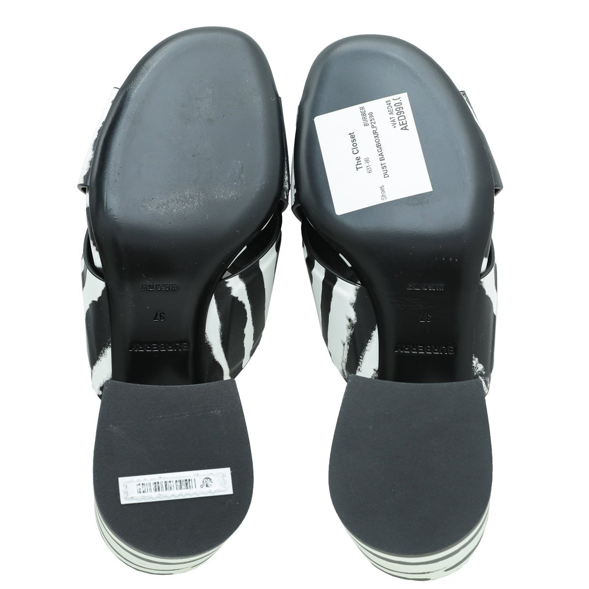 Burberry Bicolor Zebra Print Castlebar Sandal Mules 37-Burberry-THE CLOSET