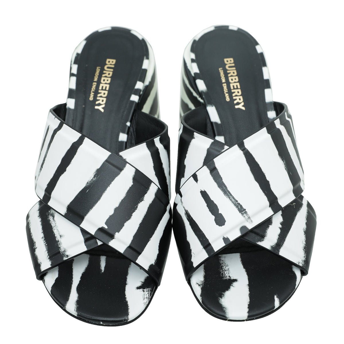 Burberry Bicolor Zebra Print Castlebar Sandal Mules 37-Burberry-THE CLOSET