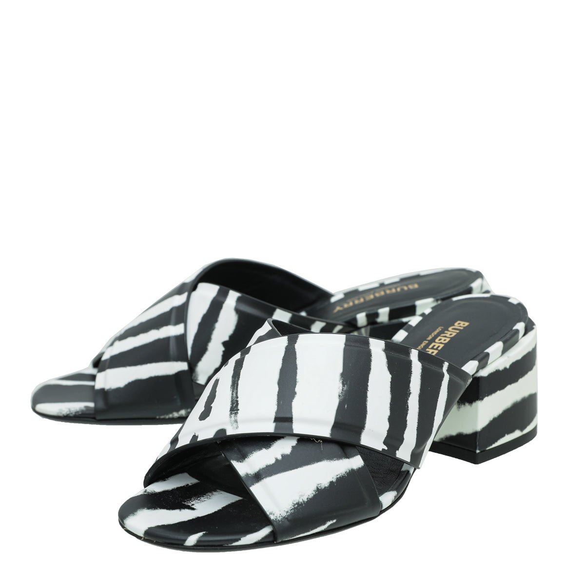 Burberry Bicolor Zebra Print Castlebar Sandal Mules 37-Burberry-THE CLOSET