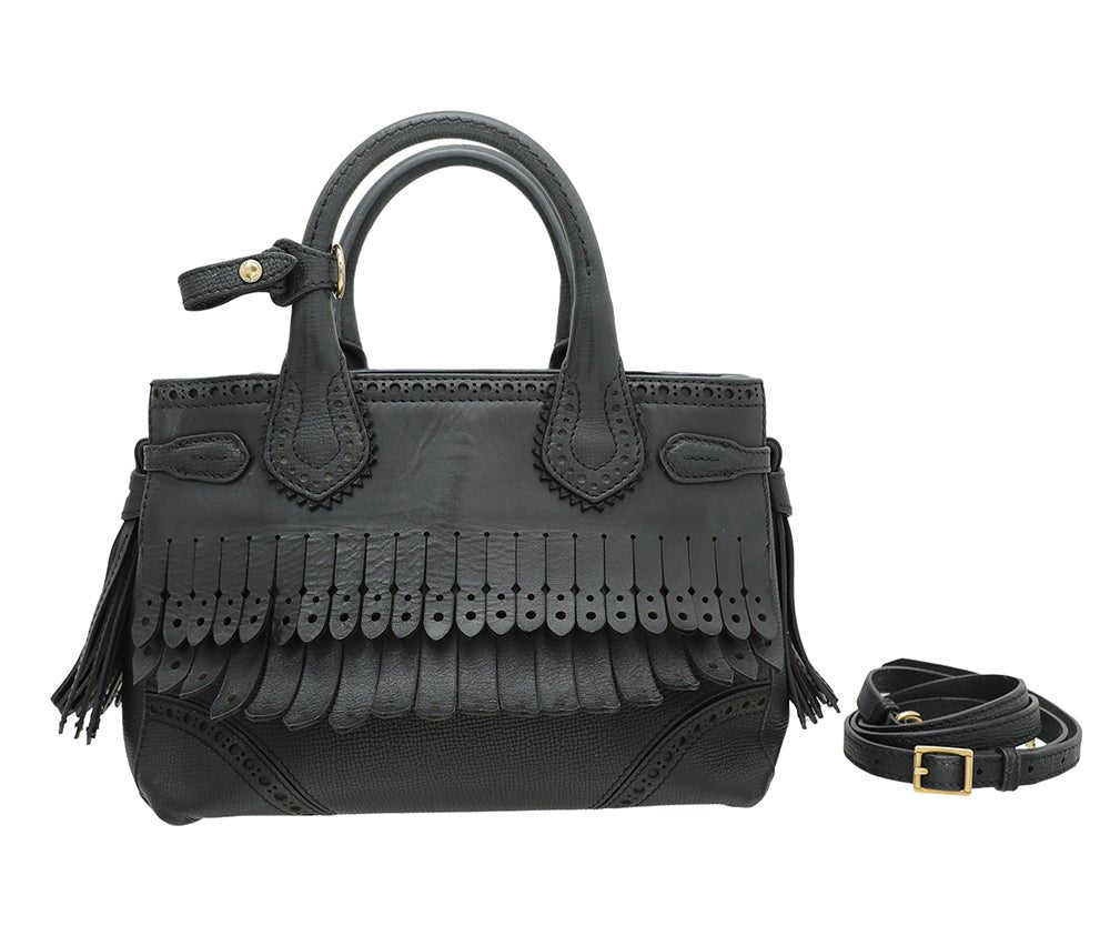 Burberry Black Broguing Banner Tote Bag-Burberry-THE CLOSET