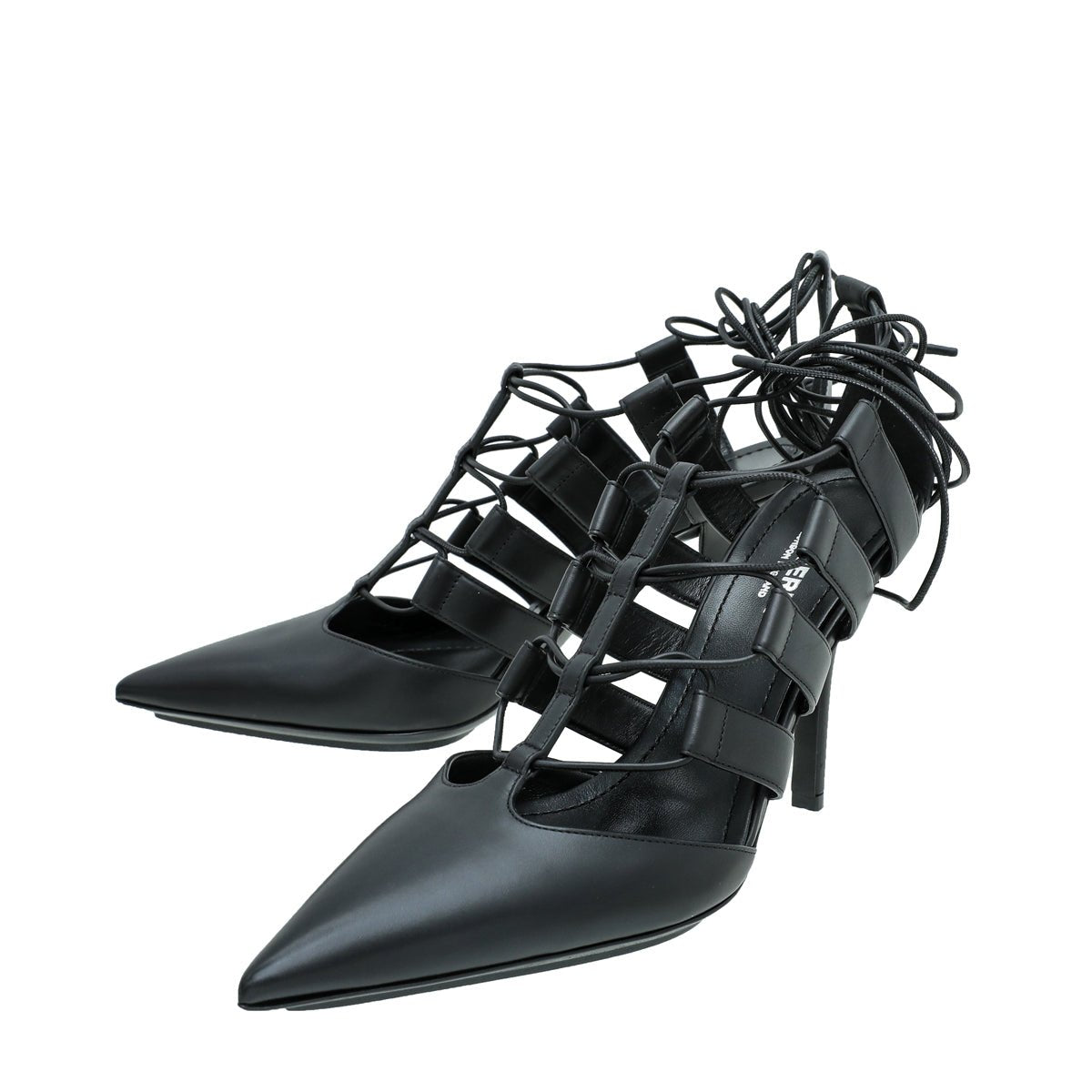 Burberry Black Cut Out Laced Leather Pump 39-Burberry-THE CLOSET