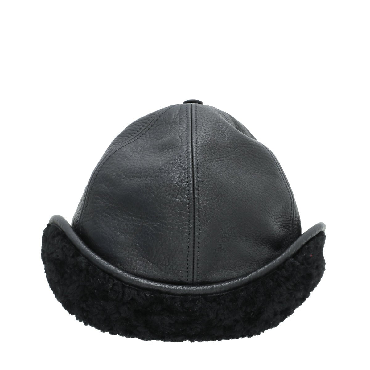 Burberry Black Debossed Shearling Flap Explorer Cap Hat-Burberry-THE CLOSET