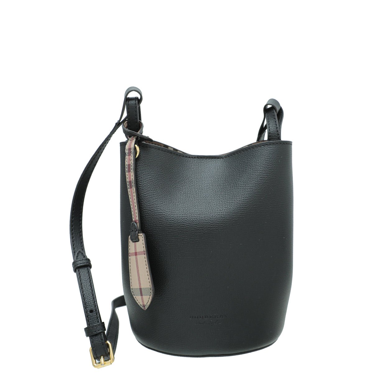 Burberry Black Haymarket Lorne Bucket Crossbody Small Bag-Burberry-THE CLOSET