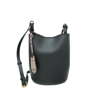 Burberry Black Haymarket Lorne Bucket Crossbody حقيبة صغيرة