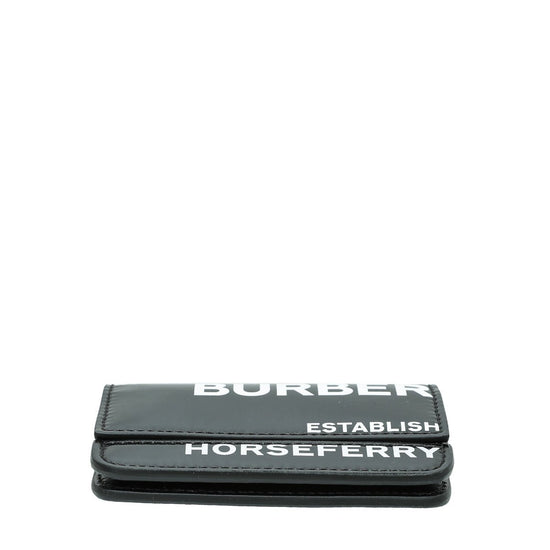 BURBERRY Calfskin Mini Jody Chain Card Case Black 398696