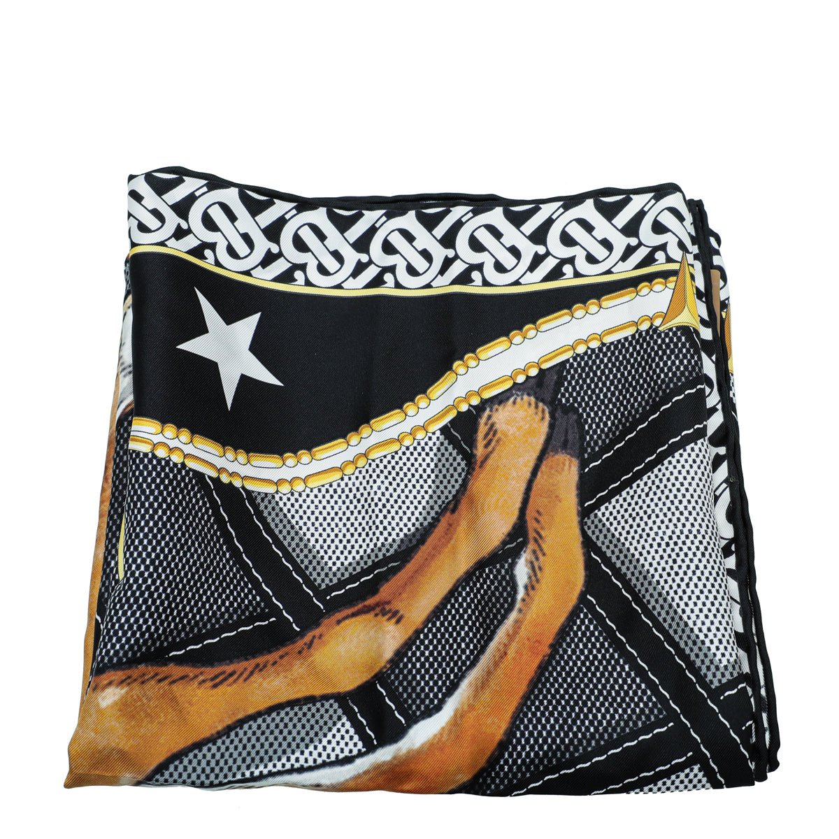 Burberry Black Multicolor Deer Print Square Scarf-Burberry-THE CLOSET