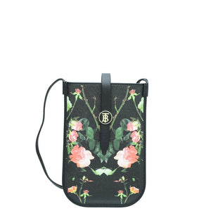 Burberry Black Multicolor Floral Print Anne Phone Case w/Strap