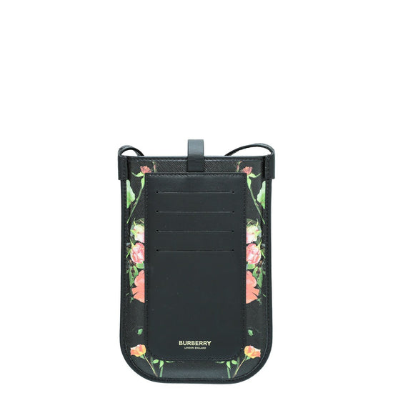 Burberry - Burberry Black Multicolor Floral Print Anne Phone Case w/Strap | The Closet