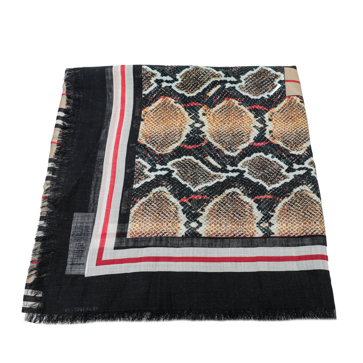 Burberry Black Multicolor Leopard Snake Check Print Scarf-Burberry-THE CLOSET