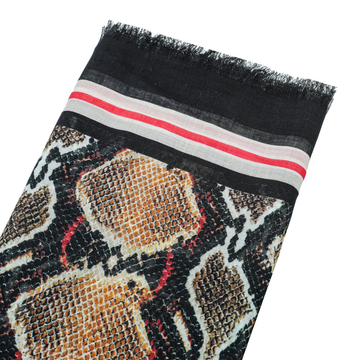 Burberry Black Multicolor Leopard Snake Check Print Scarf-Burberry-THE CLOSET