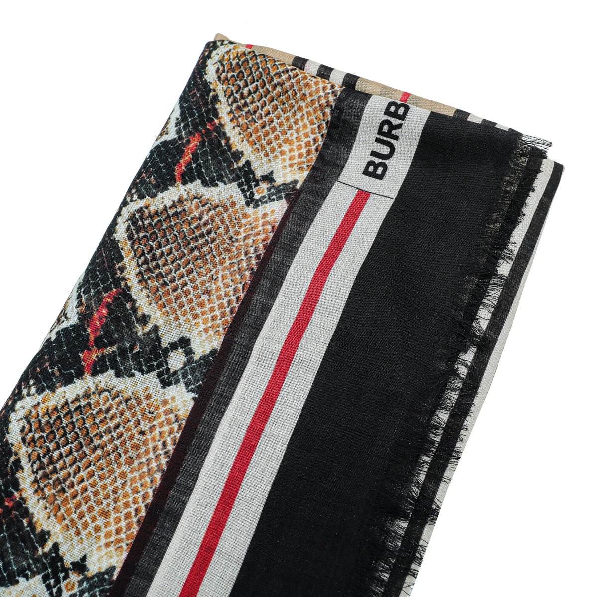 Burberry Black Multicolor Leopard Snake Check Print Scarf-Burberry-THE CLOSET