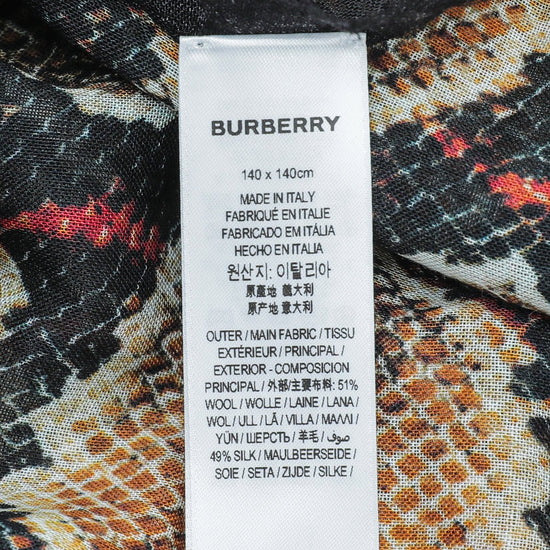 Burberry - Burberry Black Multicolor Leopard Snake Check Print Scarf | The Closet