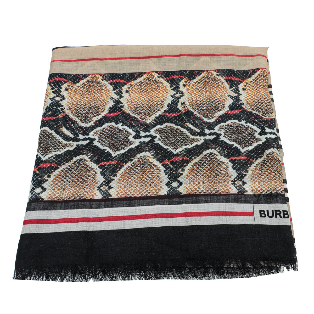 Burberry Black Multicolor Leopard Snake Check Print Scarf-Burberry-THE CLOSET