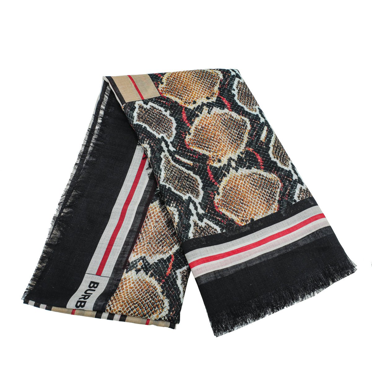 Burberry Black Multicolor Leopard Snake Check Print Scarf-Burberry-THE CLOSET