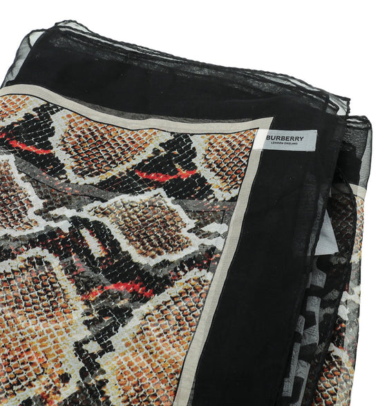 Burberry Black Multicolor Snake Print Silk Scarf-Burberry-THE CLOSET