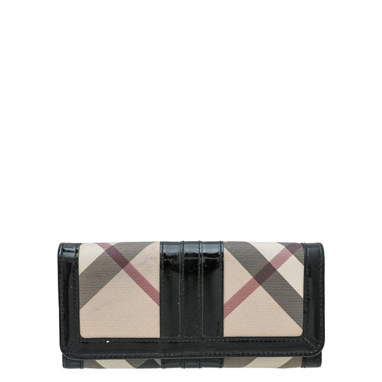 Burberry Black/Beige PVC and Patent Leather Penrose Compact Wallet