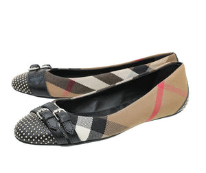 Burberry Black Novacheck Avonwick Studs Ballerina 36