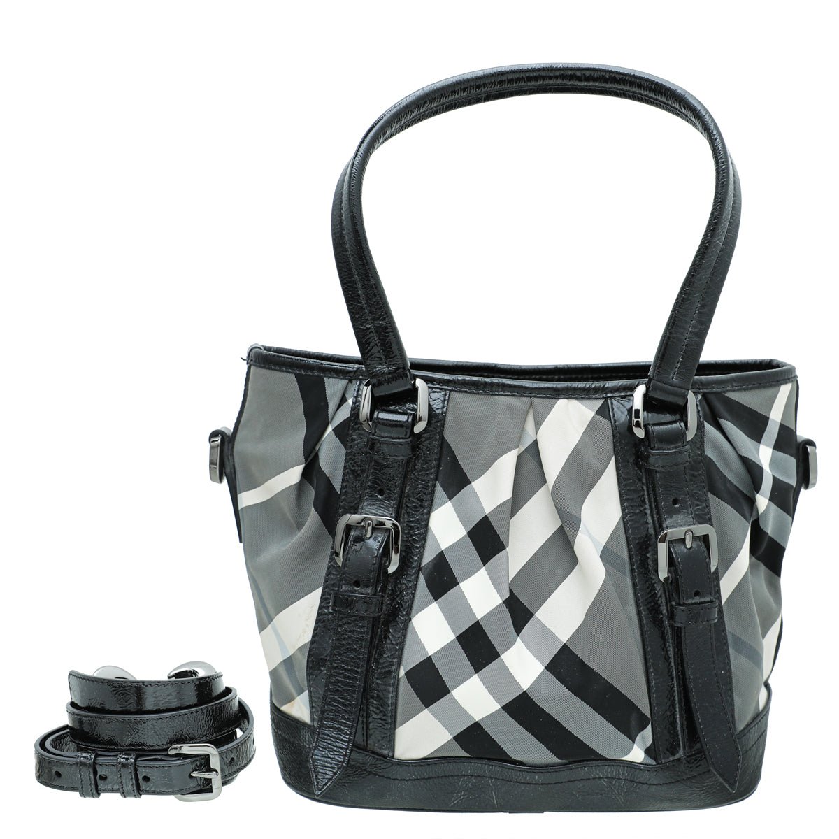 Burberry - Burberry Black Nylon Beat Check Lowry Small Bag | The Closet