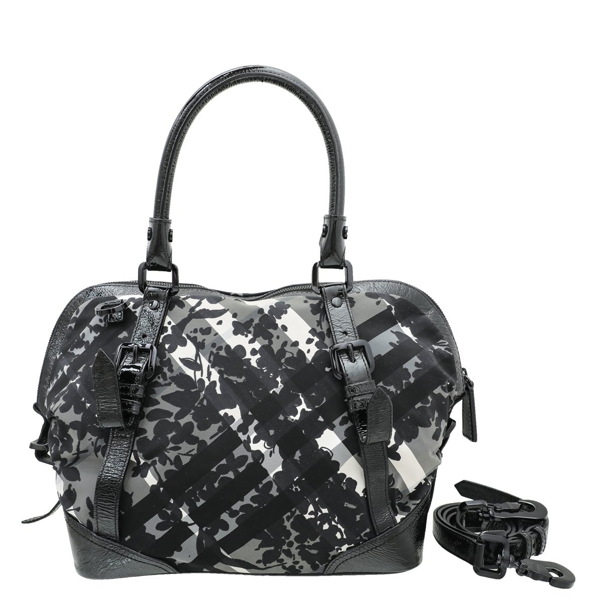 Burberry Black Nylon Beatcheck Floral Florence Bag-Burberry-THE CLOSET