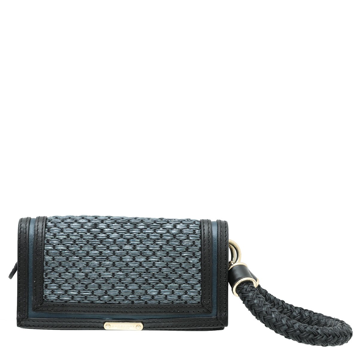 Burberry Black Straw Woven Leather Clutch-Burberry-THE CLOSET