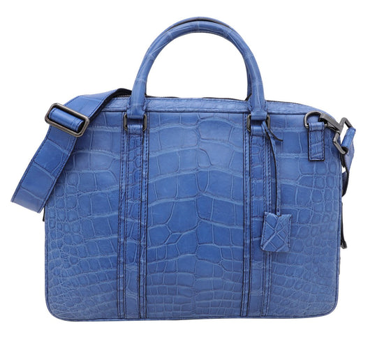 thecloset.uae - Burberry Blue Alligator Briefcase Bag | The Closet