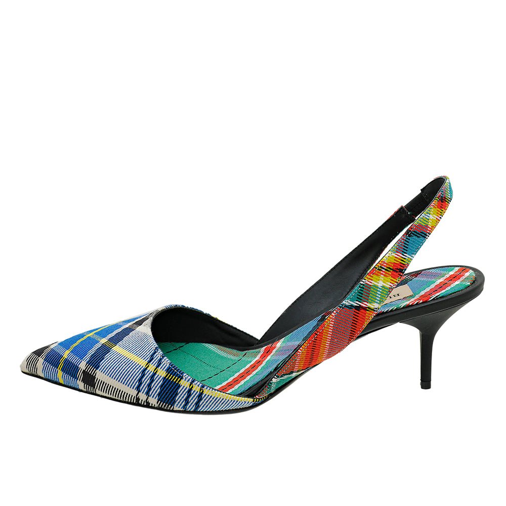 Burberry Blue Multicolor Annice Tartan Slingback Heels 40-Burberry-THE CLOSET