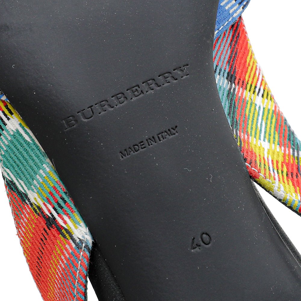Burberry Blue Multicolor Annice Tartan Slingback Heels 40-Burberry-THE CLOSET