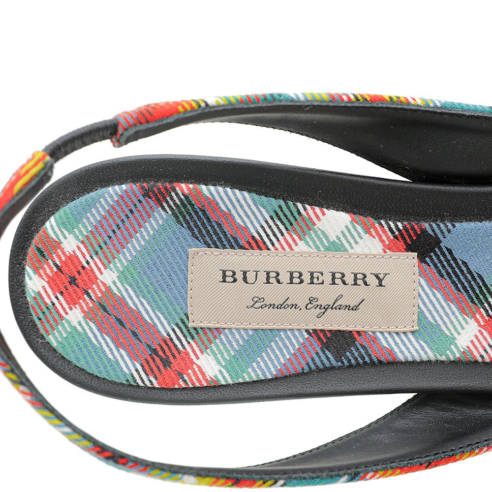 Burberry Blue Multicolor Annice Tartan Slingback Heels 40-Burberry-THE CLOSET