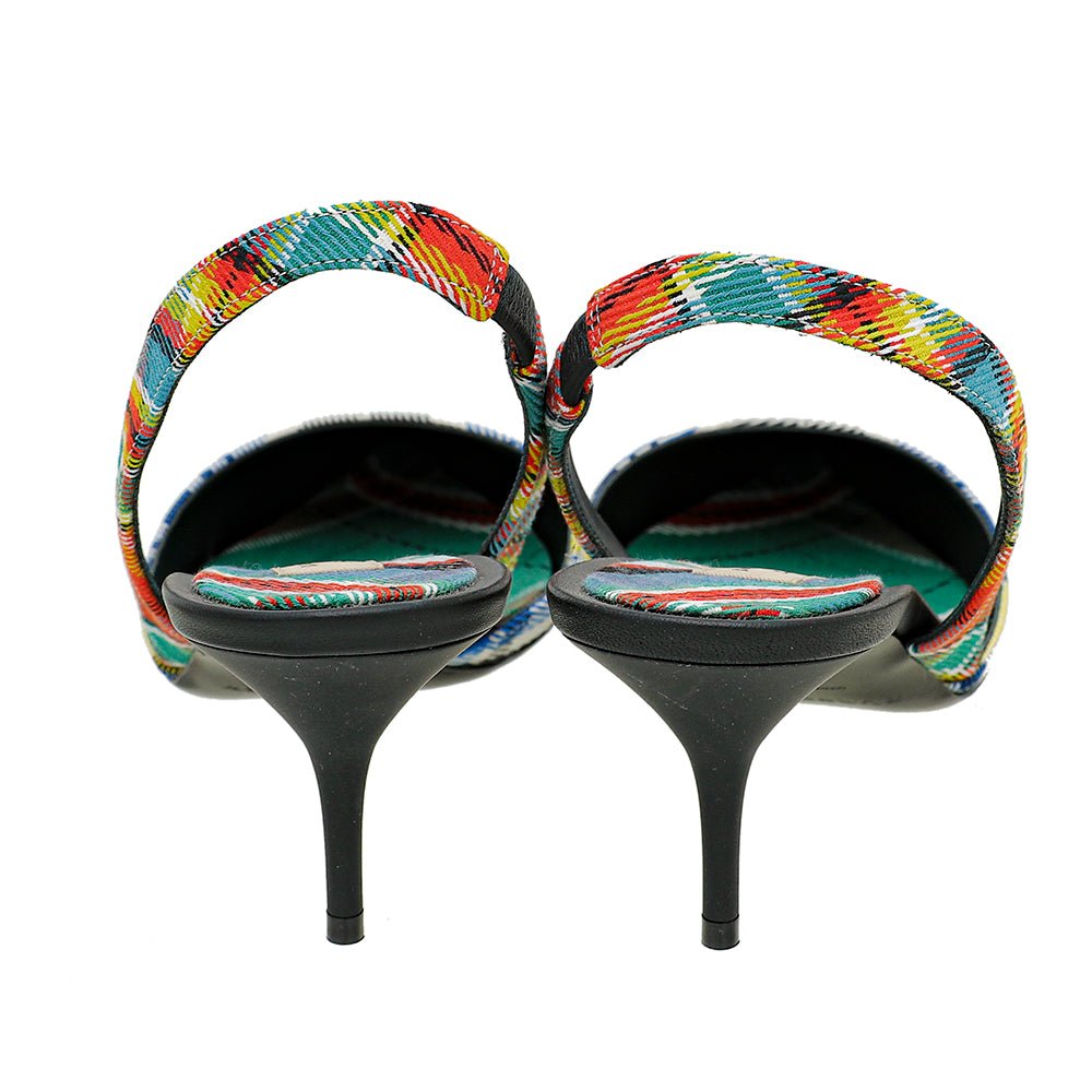 Burberry Blue Multicolor Annice Tartan Slingback Heels 40-Burberry-THE CLOSET