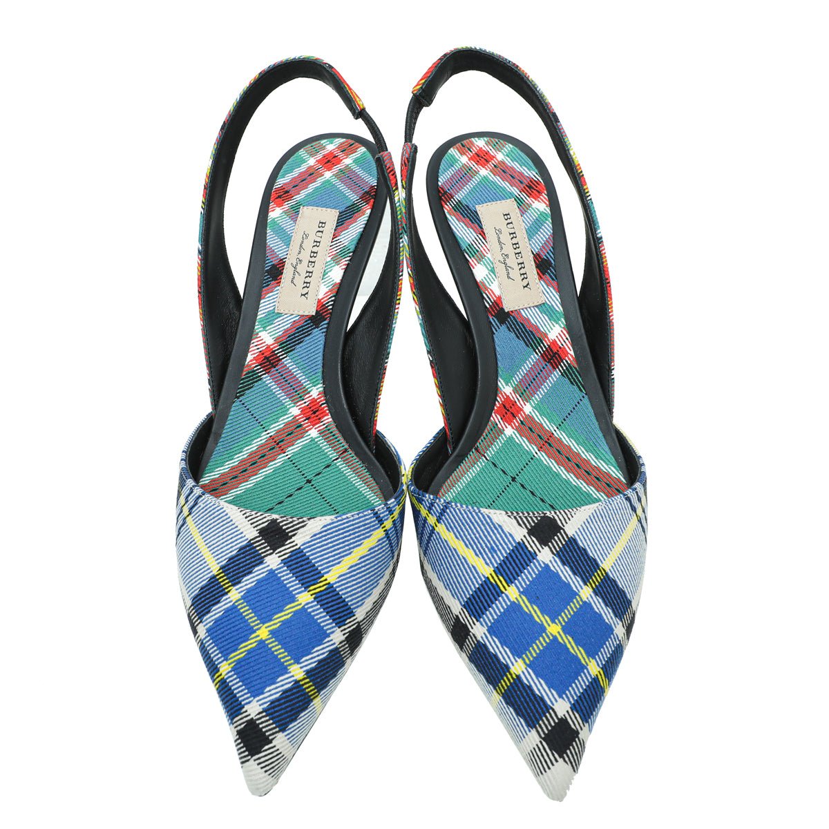 Burberry Blue Multicolor Annice Tartan Slingback Pumps 40-Burberry-THE CLOSET