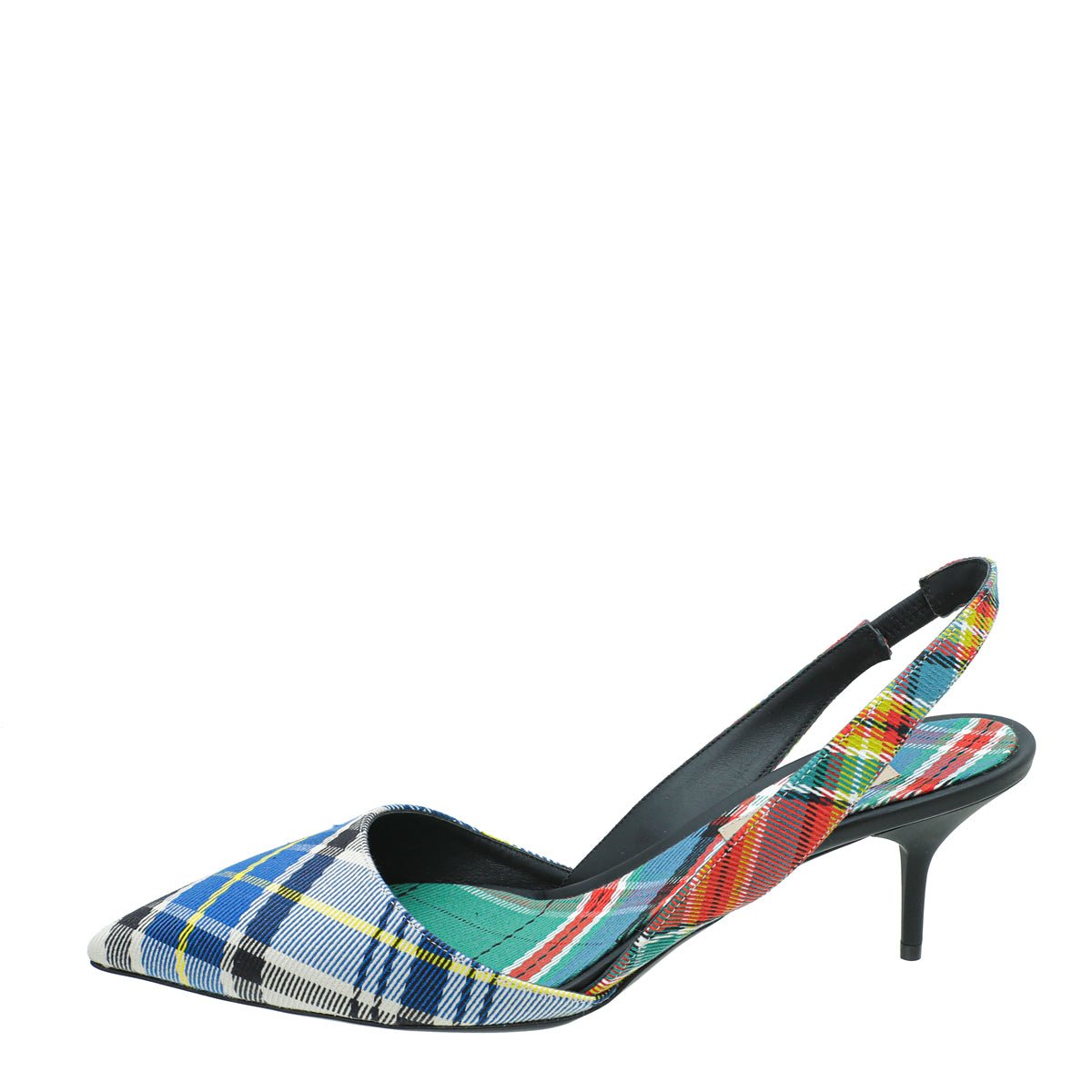 Burberry Blue Multicolor Annice Tartan Slingback Pumps 40-Burberry-THE CLOSET