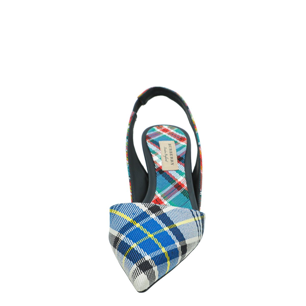 Burberry Blue Multicolor Annice Tartan Slingback Pumps 40-Burberry-THE CLOSET