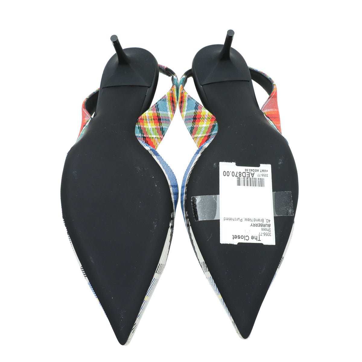 Burberry Blue Multicolor Annice Tartan Slingback Pumps 40-Burberry-THE CLOSET