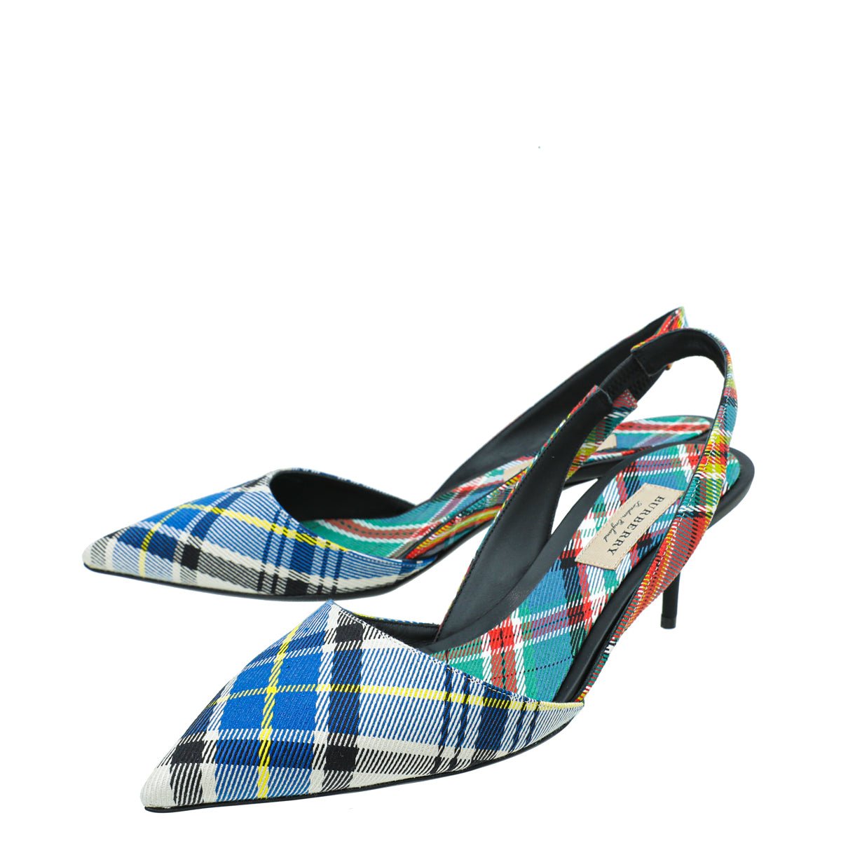 Burberry Blue Multicolor Annice Tartan Slingback Pumps 40-Burberry-THE CLOSET