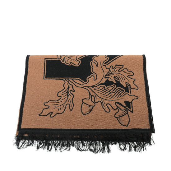 Burberry - Burberry Brich Brown New Oak Leaf FootBall Wool Scarf | The Closet