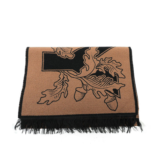 Burberry - Burberry Brich Brown New Oak Leaf FootBall Wool Scarf | The Closet