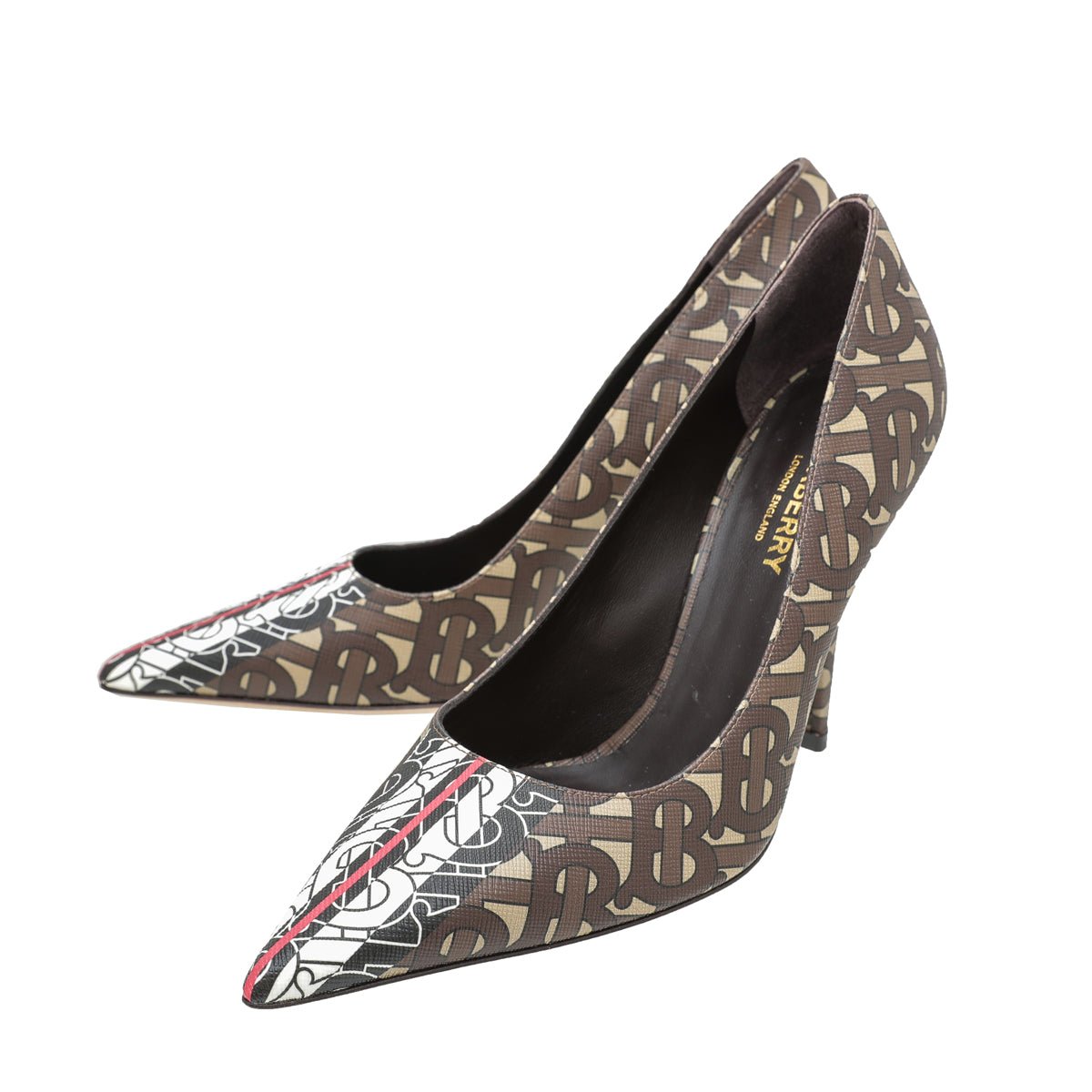 Burberry Bridle Brown TB Monogram Elodie Pumps 36.5-Burberry-THE CLOSET