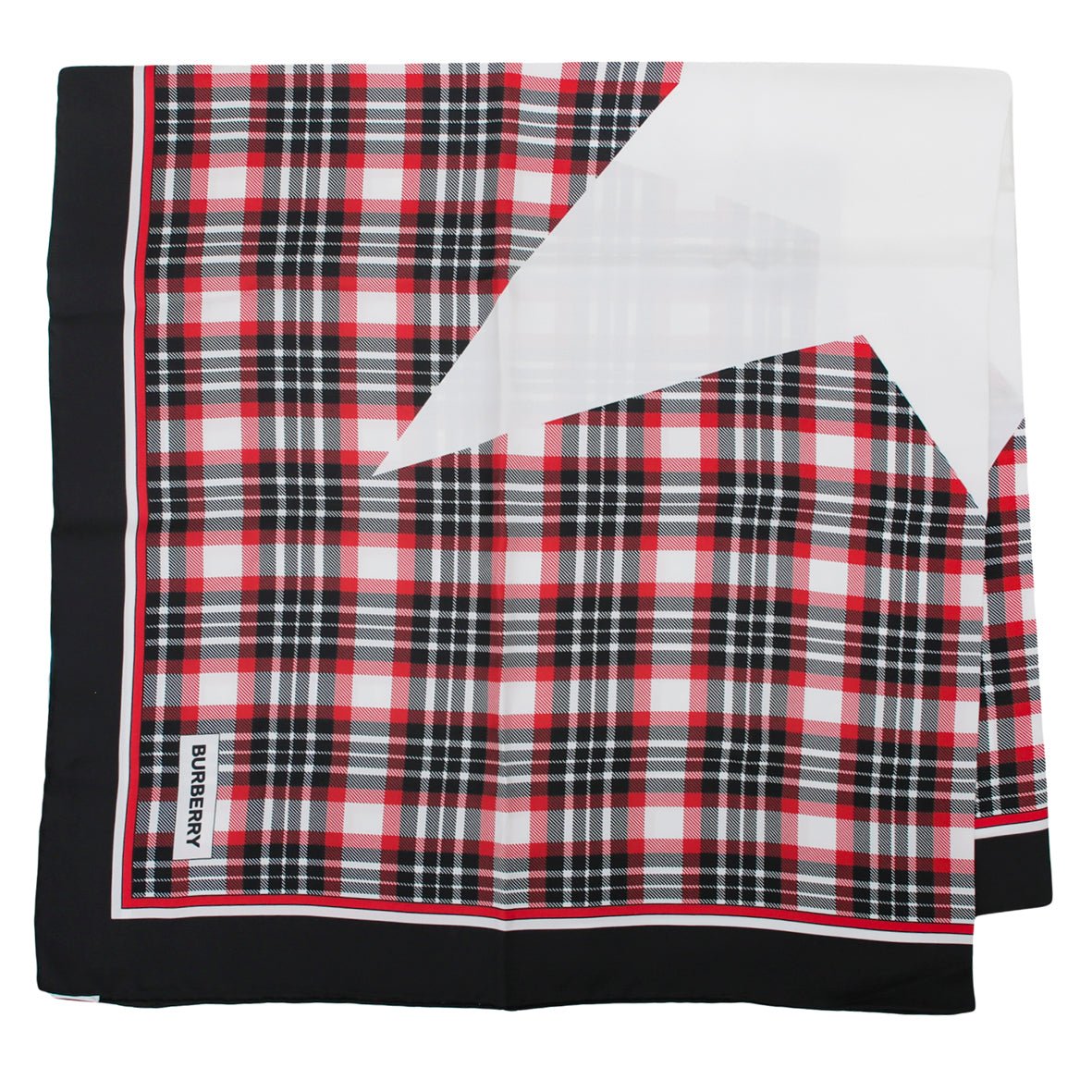 Burberry Bright Red Wide Raker Check Silk Square Scarf-Burberry-THE CLOSET