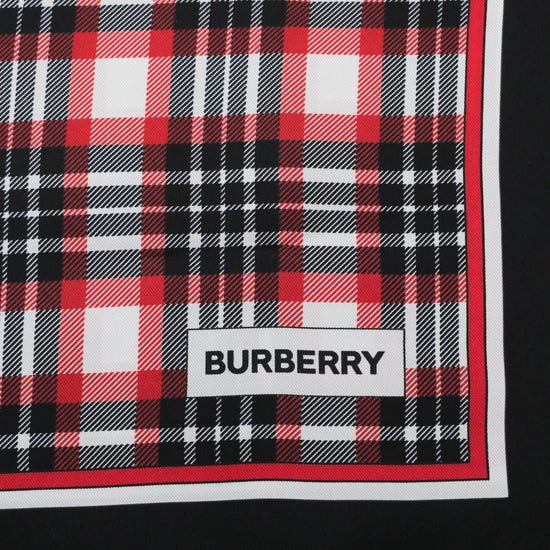 Burberry - Burberry Bright Red Wide Raker Check Silk Square Scarf | The Closet